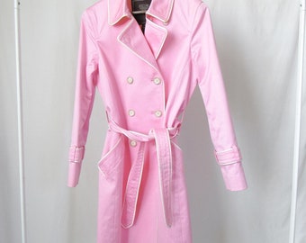 RARE VINTAGE COACH! Designer Blush Pink Trench Coat Size-Medium Women's Chic Classic Trench Cotton Short Coat Belted Sophisticated Trench