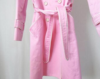 RARE VINTAGE COACH Designer Blush Pink Trench Coat Size medium Women s Chic Classic Trench Cotton Short Coat Belted Sophisticated Trench Etsy