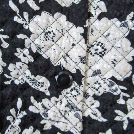 VINTAGE Floral Print Silk Jacquard Quilted Jacket… - image 4