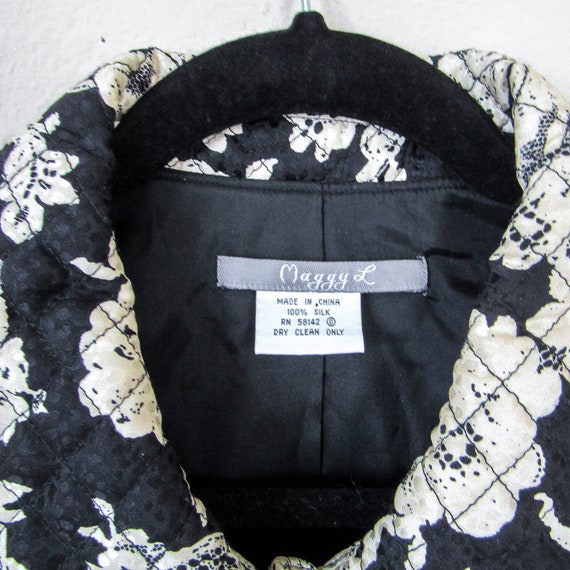 VINTAGE Floral Print Silk Jacquard Quilted Jacket… - image 5