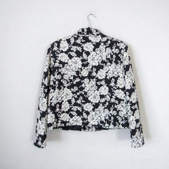 VINTAGE Floral Print Silk Jacquard Quilted Jacket… - image 6