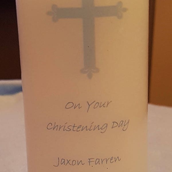 Personalised Christening Candle for Baby Boy or Baby Girl.  Candles by Lisa are all Irish Handmade using Natural Soy Wax.