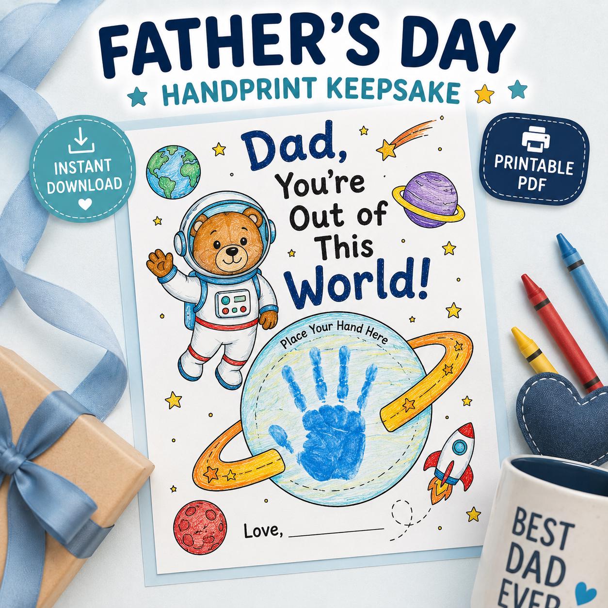 32 Blast Off Into Creativity: Fun Space Crafts for Kids 8 Father's Day Handprint Craft Printable, Space Bear Coloring Page,…