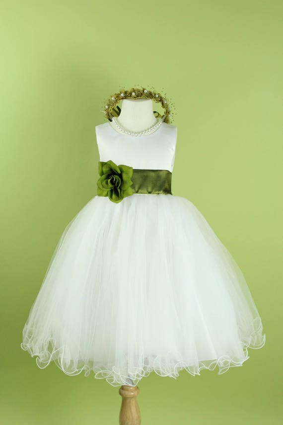 olive green flower girl dress