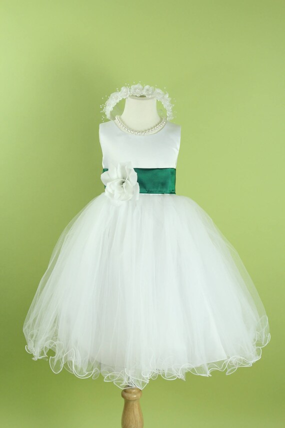 flower girl dresses with green sash