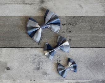 Blue plaid hairbow, plaid bow, baby headband, blue plaid hairbow, Perfect plaid