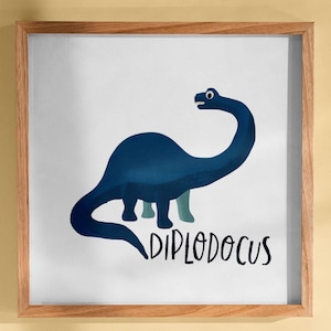 Diplodocus Dinosaur Print for Kids Room | Cute Dino Wall Art for Toddlers & Homeschool | Dino-Themed Nursery Decor