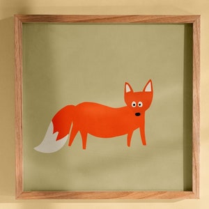 RED FOX poster for kids room decor printed in sustainable paper. Children wall art. Woodland animal decor. Foxy print for playroom