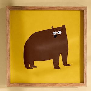 GRIZZLY BEAR poster for kids room decor printed in sustainable paper. Children wall art. Woodland animal decor. Bears print for playroom