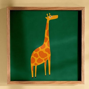 GIRAFFE Jungle poster for kids room decor printed in sustainable paper. Children wall art. Jungle animals decor. Poster for playroom.