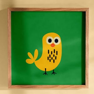 YELLOW BIRD poster for kids room decor printed in sustainable paper. Children wall art. Little Birds animal decor. Poster for playroom
