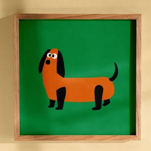 Stampa cane da acquistare per decorazione della camera dei bambini. Regalo perfetto per i bambini. Stampa di Teckel per gli amanti dei cani