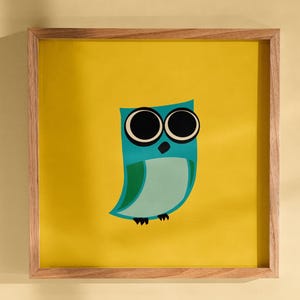 WOODLAND OWL poster for kids room decor printed in sustainable paper. Children wall art. Little Birds animal decor. Poster for playroom