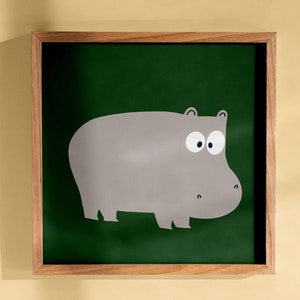 HIPPO poster for kids room decor printed in sustainable paper. Children wall art. Africa animal decor. Hippopotamus poster playroom