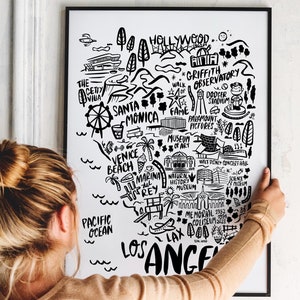 Los Angeles Landkarte, Kalifornien. USA City Artwork, fertig zum Aufhängen von Souvenir für Ihre Reisewand, perfekt für Dekoration und Geschenk