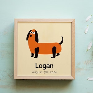 Personalized Teckel Dog Name Print Gift for Newborn Nursery Decor Pet Lover Gift