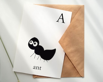 Ant postcard capital letters for kids room decor