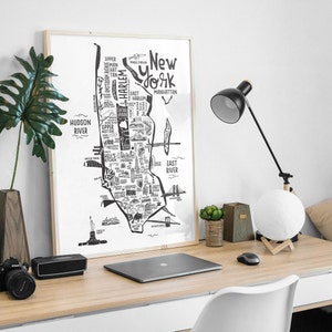 NEW YORK CITY Map Print. Frame Option. City Original illustration. City Guide Map print. Maps. United States Print. Nyc maps. image 7