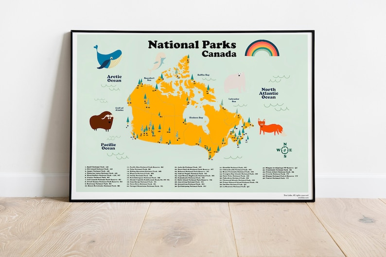 National Parks United States Map for homeschooling. Instant Download in 5 ratios. Back to school poster Ready to frame for kids room decor image 6