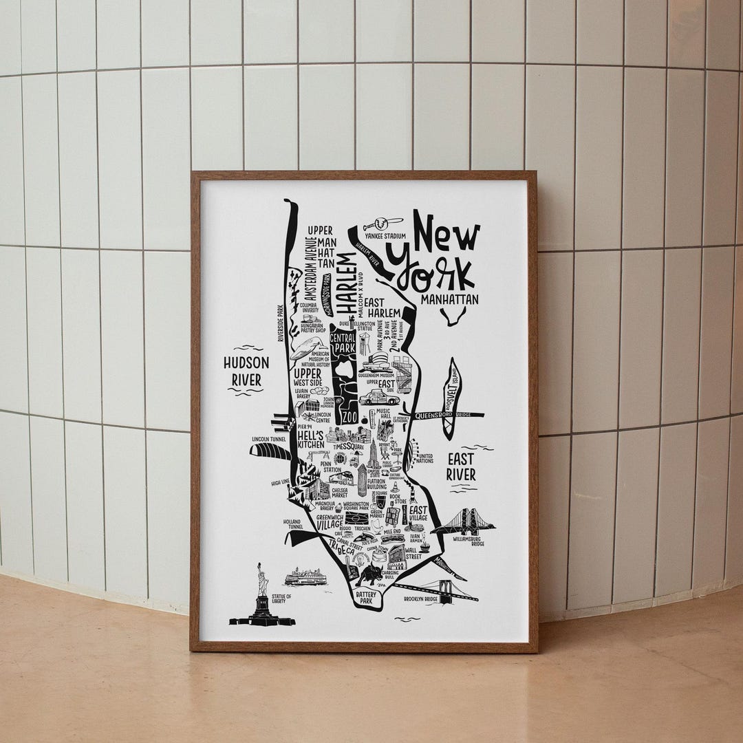 Impression de carte de la VILLE DE NEW YORK. Cadre en option ...