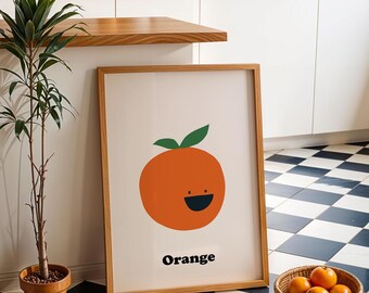 Orange Art Print: Fun Kids Room Decor, Tropical Bohemian Style