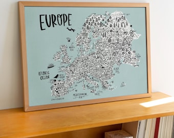 Various Sizes Poster Educational Learning Resource Europe Map of Europe ...