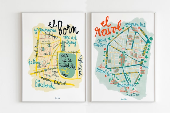 El Born Barcelona Map Raval And El Born Barcelona Neighborhood Map. Illustrated City | Etsy Uk