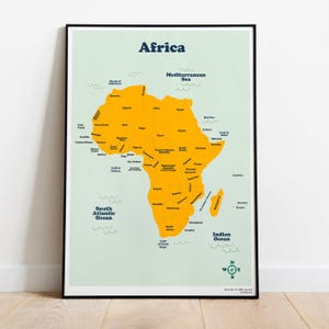 Afrika Karte für Kinder, Lernposter für Schule & Klassenzimmer, Wandkunst, sofortiger Download in 5 Größen