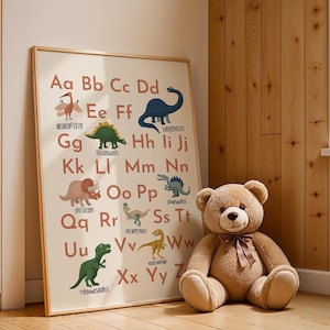 Dinosaurier Alphabet Poster: Dino ABC Druck für Kinderzimmer