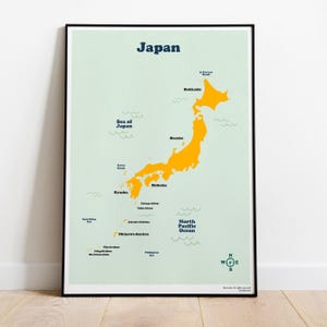 Druckbare Japan Karte für Kinder – Lernposter für Schule & Klassenzimmer, Japan Inseln Wandkunst, Hokkaido bis Okinawa, Sofort Download