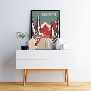 SCANDINAVIA PRINTS SET of 4 for Christmas Gift Giving Ready to Ship, Finland, Iceland, Norway and Sweden, Travel Wall Living room art zdjęcie 9