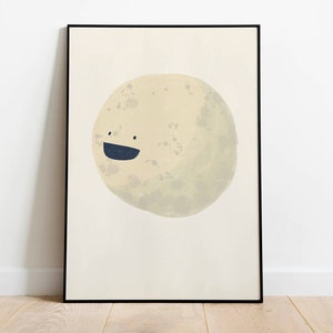 Poster luna, stampa vivaio al chiaro di luna, stampe grandi per arredo camera per bambini, poster per sala giochi. Collezione Sun and Moon