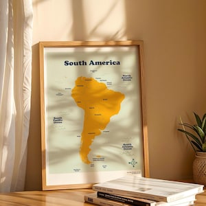 Printable South America Map for Kids Homeschool Learning Latin America Countries Instant Download in 5 Poster Ratios