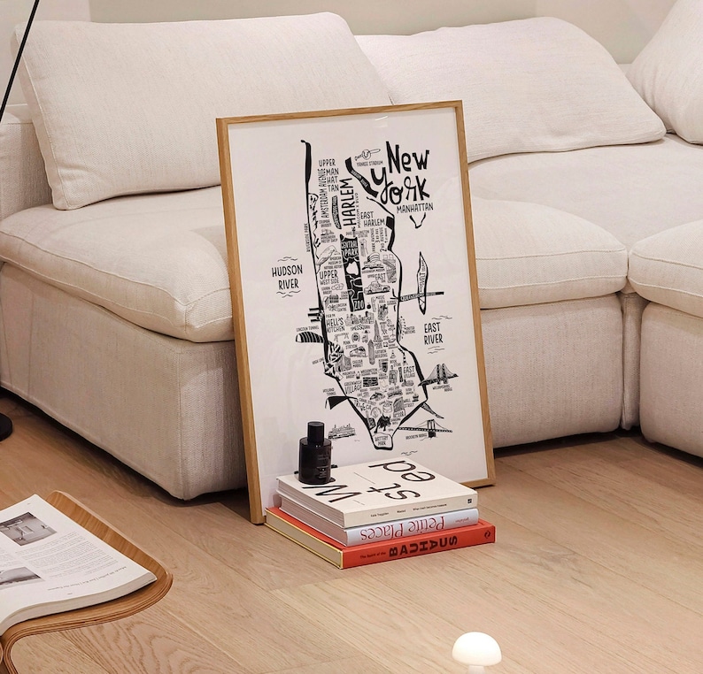 New York City Map illustration by Sira Lobo for living room decor