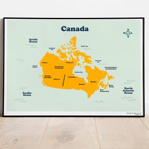 Kanada Druckbare Karte für Kinder Homeschool Lernposter Sofort Download, Wandkunst zum Lernen und Dekorieren in 5 Verhältnissen und 20 Größen
