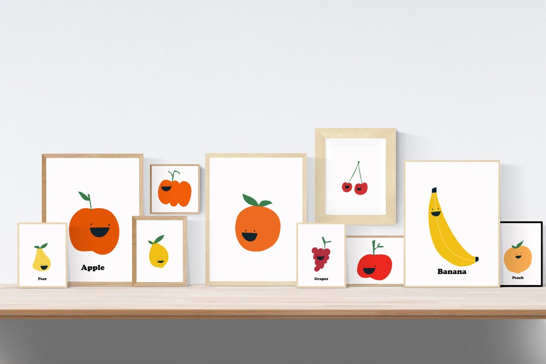 Fruits and Veggies Big Size Printables for Playroom and Funny Kitchen ...