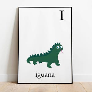 I capital letter for iguana for kids room decor and baby shower gift giving. Letter I for children room decor