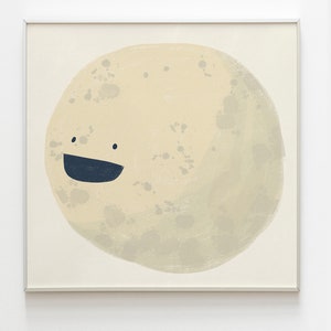 Moon squared print for nursery decor. 9 x 9 inches poster for kids room decor. Solar system themed room. Moon poster