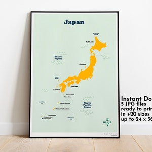 Japan Printable Map for Kids Home School. Japan Islands. Instant ...
