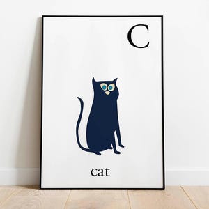Cat print kids room letter C for Playroom. Cute animals for children Room. Custom letters for toddler room. Nursery decor prints. Cats
