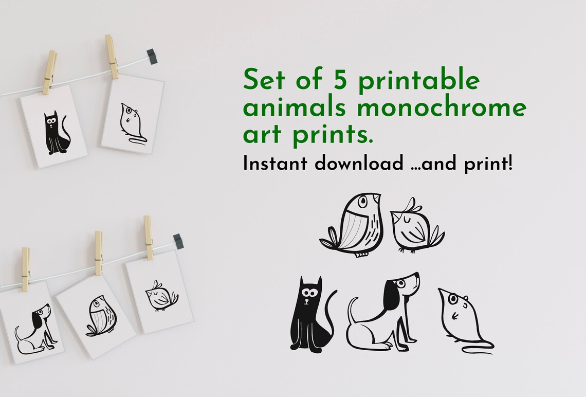 Scandi Printables for Kids Room Decor in Black and White. | Etsy