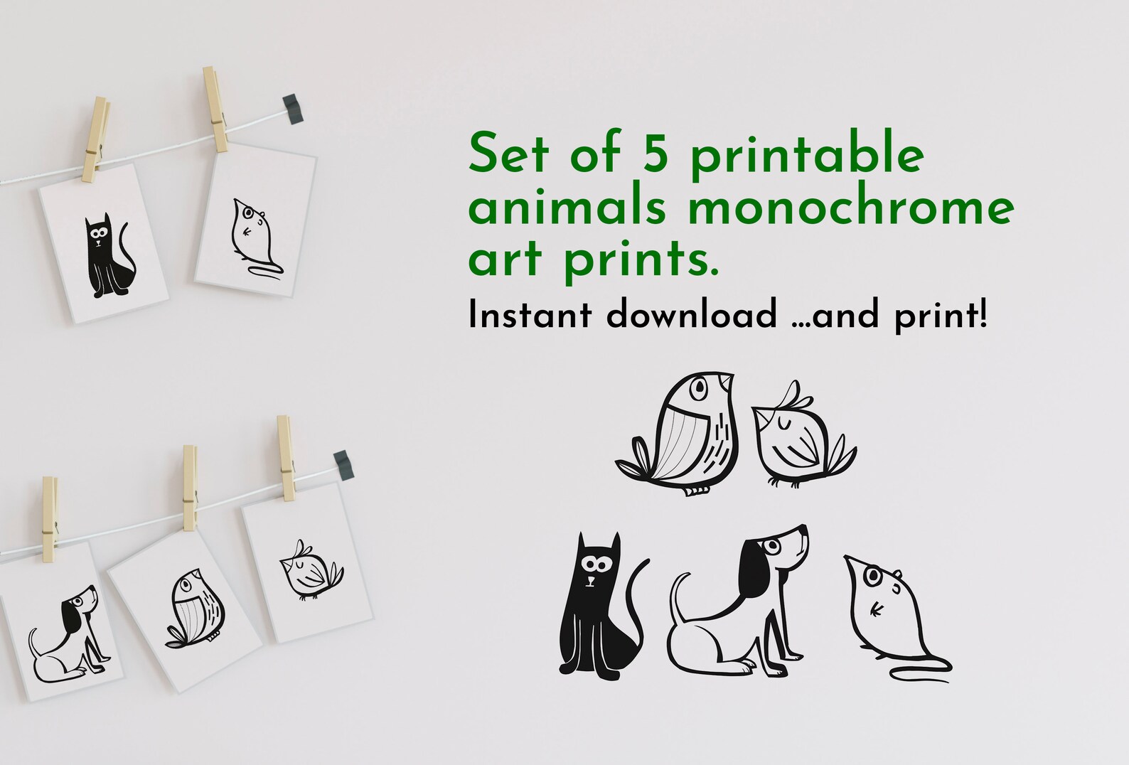 Scandi Printables for Kids Room Decor in Black and White. | Etsy
