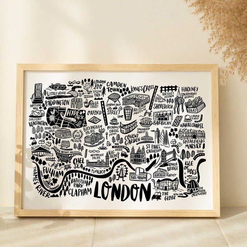 London and Edinburgh City Maps Black and White Illustrated UK Maps for