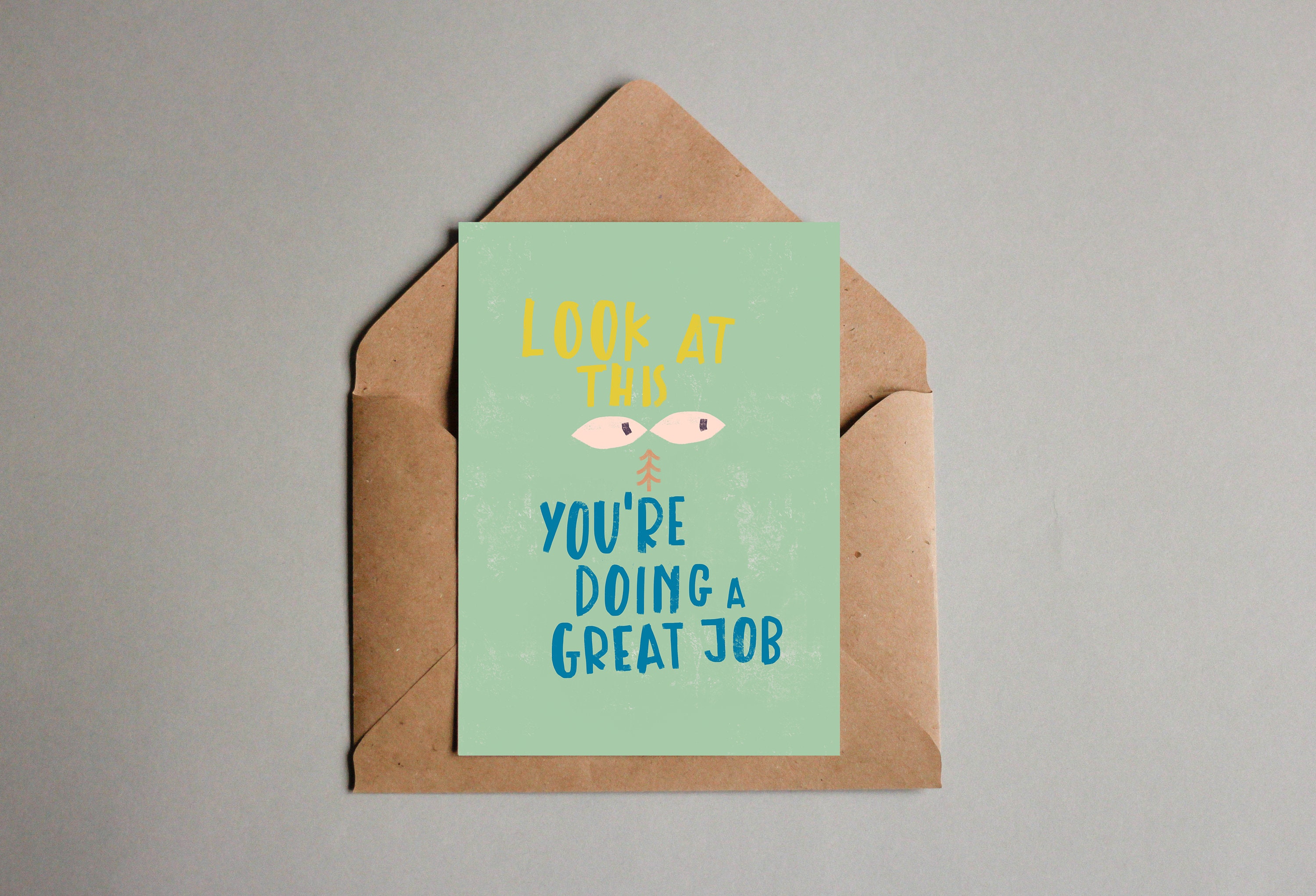 GREAT JOB POSTCARD. Printable Postcard Quote 'look at Etsy UK