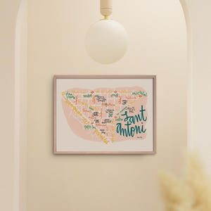 Sant Antoni Viertel Barcelona Geschenk für Reiseliebhaber. Lettering Map von Barcelona als Reisewanddekor