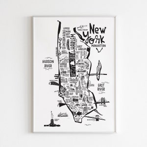 NEW YORK CITY Map Print. Frame Option. City Original illustration. City Guide Map print. Maps. United States Print. Nyc maps. image 5
