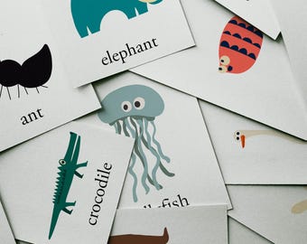 Cartes postales de lettres d'animaux, lot de 26 impressions d'art pour la décoration de la chambre des tout-petits et le jeu. Alphabet pour enfants, lettres majuscules pour prénoms d'enfants personnalisés