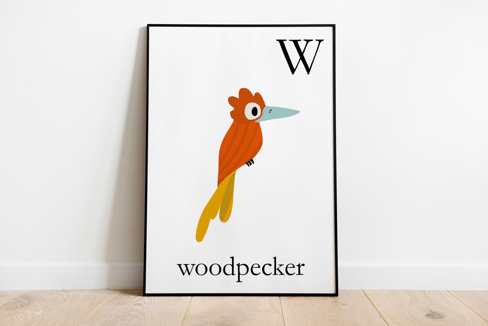 Woodpecker Art Print for Letter W Monogram. Kids Room Decor - Etsy
