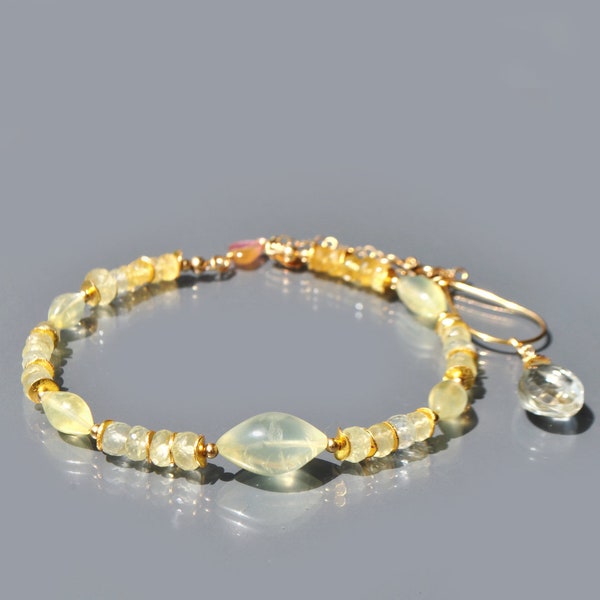 Collier Préhnite quartz citron Gold filled bijou pierres semi précieuses