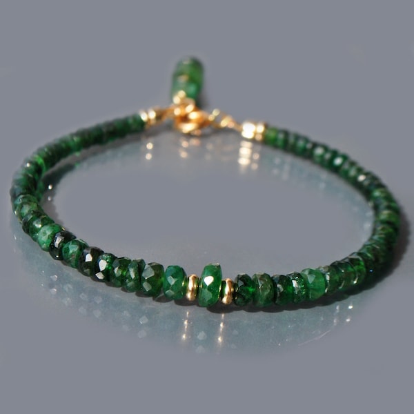 Emerald Bracelet 14K Gold Real Precious Stone Bracelet